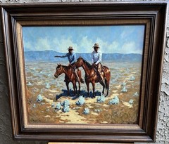 Vintage Cowboys of the American West Original Oil Painting