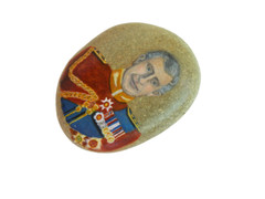 King Charles III of the United Kingdom Hand Painted On a Beach Rock Paperweight