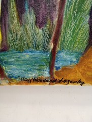 Vintage Acrylic On Stretch Canvas Flowers 15×30 Artist Kathryn Woodard Lazenby