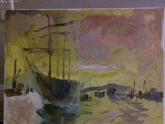 Nautical Seascape Modern Cubist Oil Painting On 16”x20” Canvas Original Signed