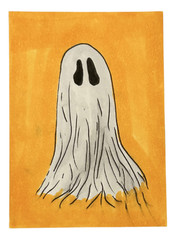 ACEO Original Art Ghost Drawing Spooky Cute OOAK by Kazzerit