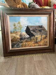 Barn Scene Painting 23 x 27 Inches