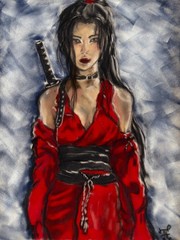 Geisha Original Art Japan Girl Painting Pastels Art Portrait Large Artwork