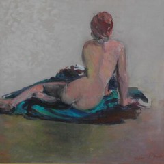 Beautiful Acrylic on Canvas of a Reclining Nude Woman by Artist Eleanor Foss