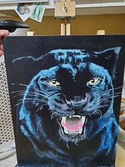 Black Panther original painting 11×14 Hard Board Panel Canvas. No Frame