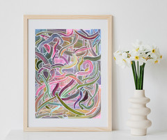 Painting Abstract Original Acrylic Matted 11×14 Modern Colorful Art Jimarieart