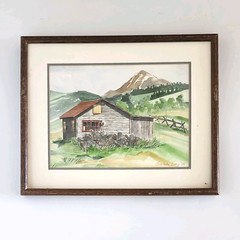 Vintage Charlotte Lang 1995 Original Watercolor Painting Mountain Landscape Art