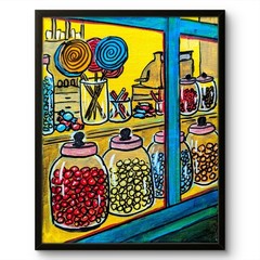 Original Candy 8×10 Acrylic Painting Impressionist Colorful Signed Wall Art