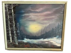 The Forrest At Night, Original Painting On Canvas