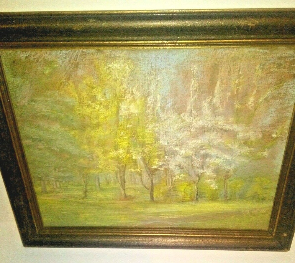 Walter Emerson Baum Impressionist Pastel Painting Floral Landscape Spring Forest