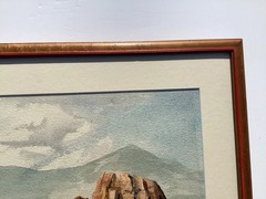 Vintage Western Landscape Watercolor Great Frame