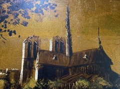 S. Garriga Signed COA Landscape Painting Framed Street Scene Bronze 24×36”