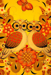 TONALA MEXICO OWLS & YELLOW FLORAL Original Oil Painting On Board Signed REYES