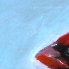 RED BIRD oil painting 8×8 UKRAINE NATALIA DEMENKO