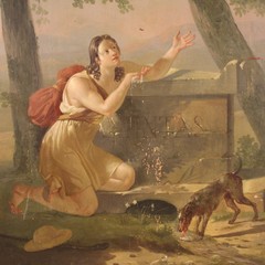 Antique painting oil on panel French artwork art neoclassical 19th century