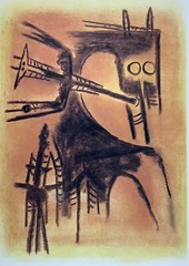 Wifredo Lam. Serigraph. Untitled, ca 1978. Original signed. Numbered. 25×35 in