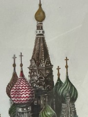 St Basil’s Cathedral Moscow Russian Landmark Framed Pen And Ink Painting
