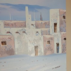 Southwest Pueblo Original Oil Painting On Canvas Signed K Mescal 20×24