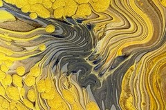 12″ x 24″ Original Acrylic Pour Painting – Contemporary Art – Navy Gold Grey