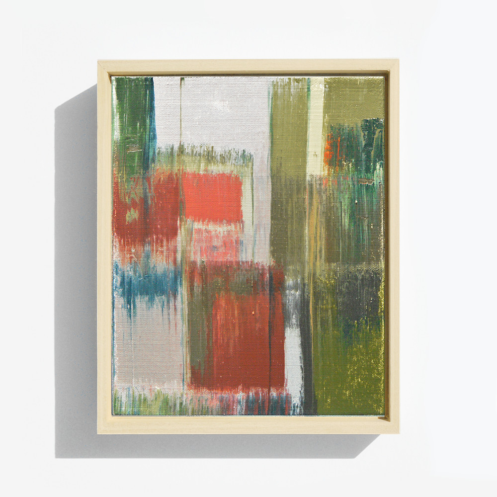 Abstract Oil Painting, Original Vertical Small Framed Artwork, Contemporary Art