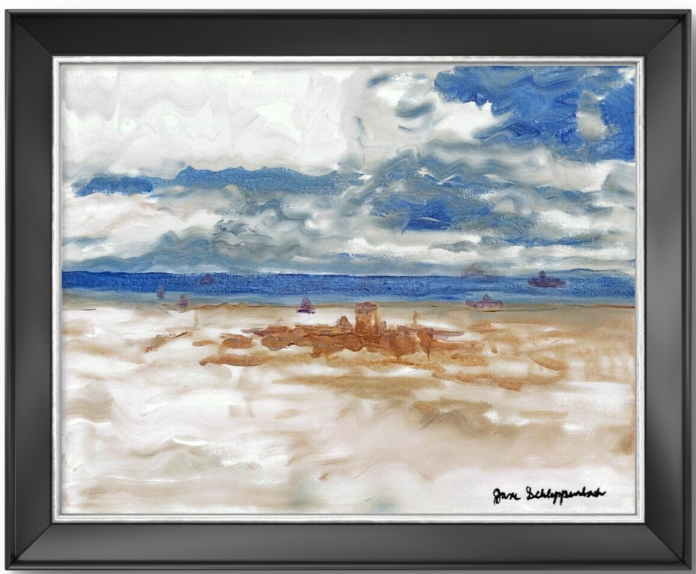 Expressionist Modern Art Signed Ocean Beach on 11×14 Canvas Acrylic Painting BAC
