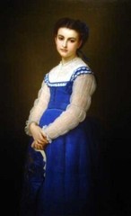 Oil painting Hugues_Merle-Young_Girl_In_A_Blue_Dress female portrait