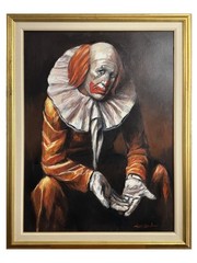 HUGE Original Barry Leighton-Jones Oil Painting 1980 Rare Self Portrait 55×43”