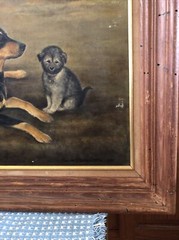 Ginnie Crozier Otis Oil Painting 25×21.5” Dog 1965 Signed Puppy Original Framed