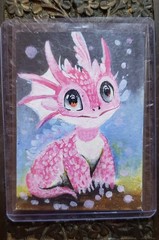 ACEO OOAK ORIGINAL HAND-DRAWN SKETCH Pink Baby Dragon Signed By Artist!