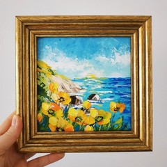 California Poppies Impasto Oil Painting California Poppy Flowers Original 3D 6х6