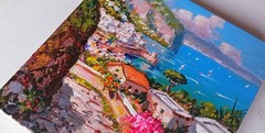 AMALFI PAINTING ITALY „LITTLE ART MEMORIES“ PAINTER SANNINO TOWARD THE VILLAGE