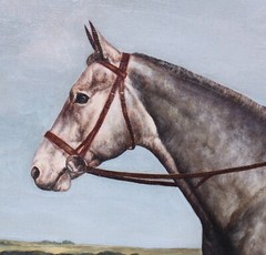 JAMES SLICK OIL PAINTING HORSE EQUESTRIAN FOXHOUND DOG LANDSCAPE CALIFORNIA ART