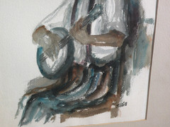 New Orleans Louisiana art PAIR watercolor paintings French Quarter musicians