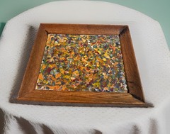 beautiful abstract painting colorful framed monk’s dream salmieiri