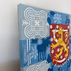 Finland Coat of Arms Painting – Original Acrylic on Canvas by Kathrine Savu