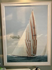 Melbourne Brindle Regatta Goodyear Blimp Framed Signed Oil Painting