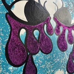 Original Kayla Braden “Alligator tears” Acrylic & glitter Eye Painting on Canvas