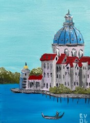 Original painting, Venice Italy, St Mark’s Basilica, Grand Canal, seascape 6×8“