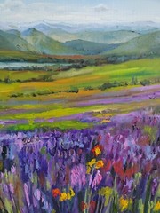 Lavender fields oil painting textured impasto painting impressionism landscape