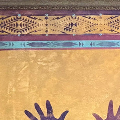 Native Inspired Handprint Friendship Blanket Wall Art Southwestern Gold XL 65”