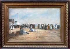 After Eugene Boudin (1824-1898) : View Of A French Beach , Oil In Board
