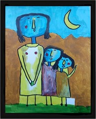 Abstract/Impressionism 11×14 Family Three colorful Handmade Street Art Painting