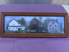 Amish Framed Folk Art In Wooden Frame Signed TCR1997 #2302