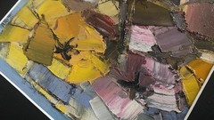 Original Abstract Still Life Framed On Canvas Colorful Yellow Black