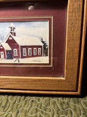 Original Water Color Red Schoolhouse Signed Banczkowski double matted & framed