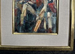Shirl Goedike Mid Century Expressionist USC Football Players Resting Oil Canvas