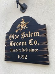 Halloween Salem Witch Broom Wooden Sign Carved Rustic Antique Look