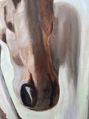 Oil Painting Original Canvas Animals Horses Nature Realistic Farm Impressionism