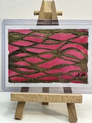 ACEO Artist Card Hand Painted Original Watercolor “Gold Leaf Abstract”
