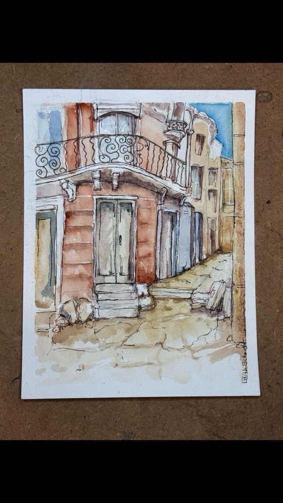 Street View Of Buildings And Iron Railings 4”x6” OAOK
